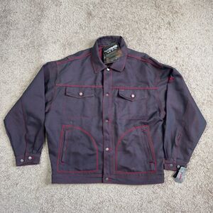 VINTAGE Fubu Jacket Mens 2XL Red Denim Jean Hip Hop Y2K Rap Baggy Trucker